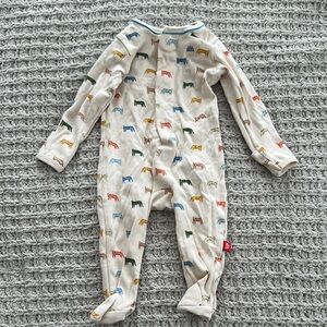 Magnetic Me Cream Footie with Multicolor Animal Print